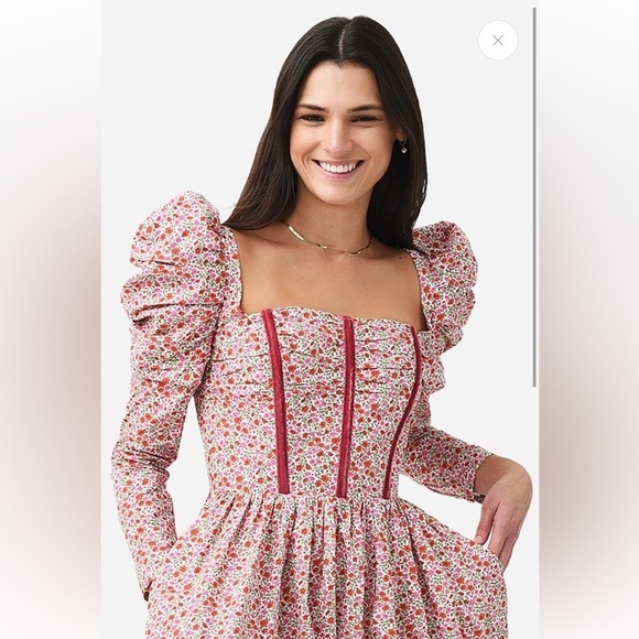 Evi Grintela Frida Floral Midi Dress Red Liberty Floral Medium Classic Regency - Picture 2 of 7